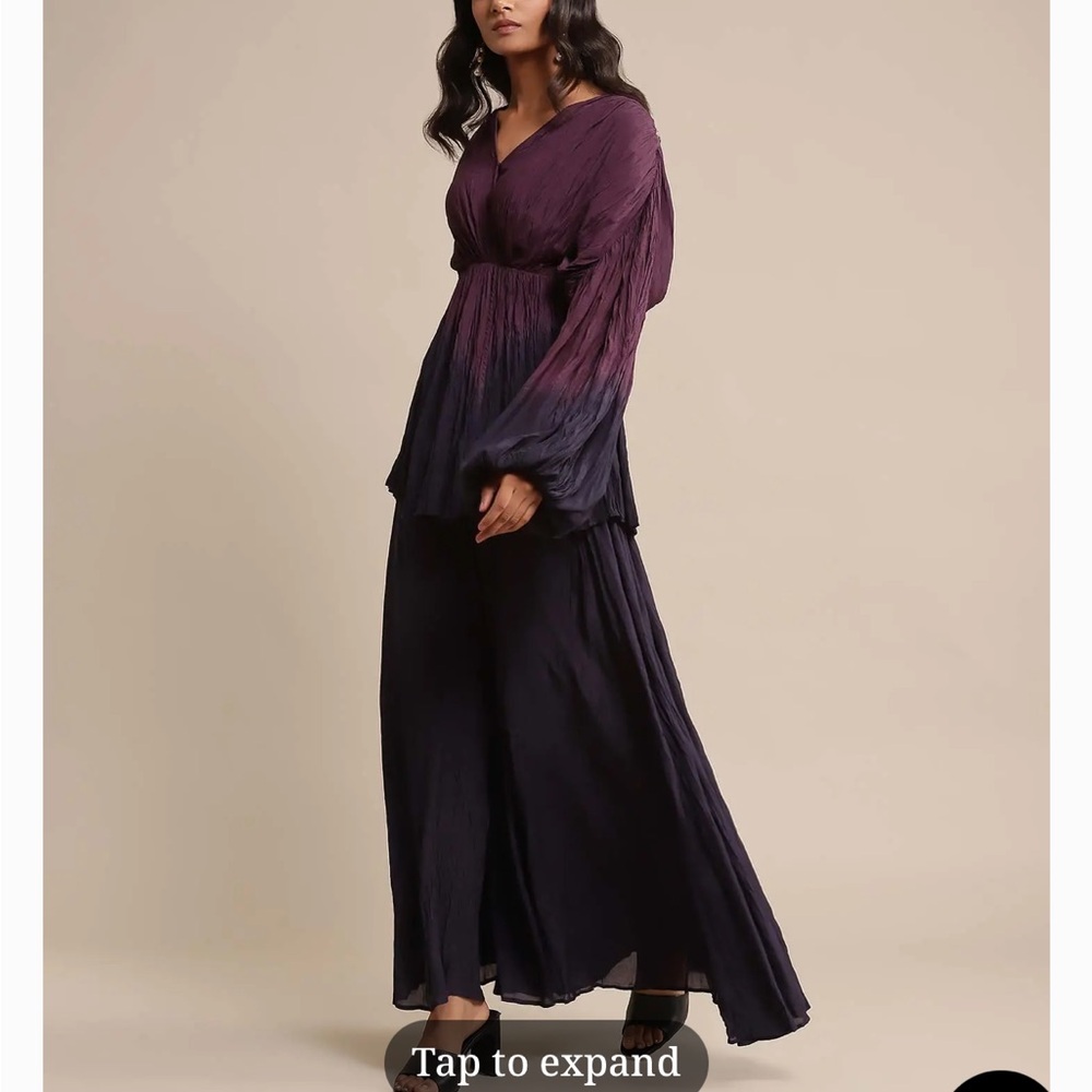 NWT Ritu Kumar Purple Ombre Viscose Silk Ensemble